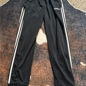 adidas Black Track Pants with White Stripes